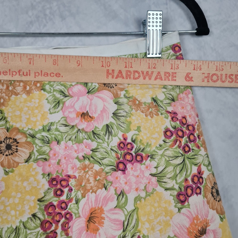 Floral Wrap Skirt Womens M Multicolor Cotton Canvas Lined Midi Handmade - Picture 8 of 16